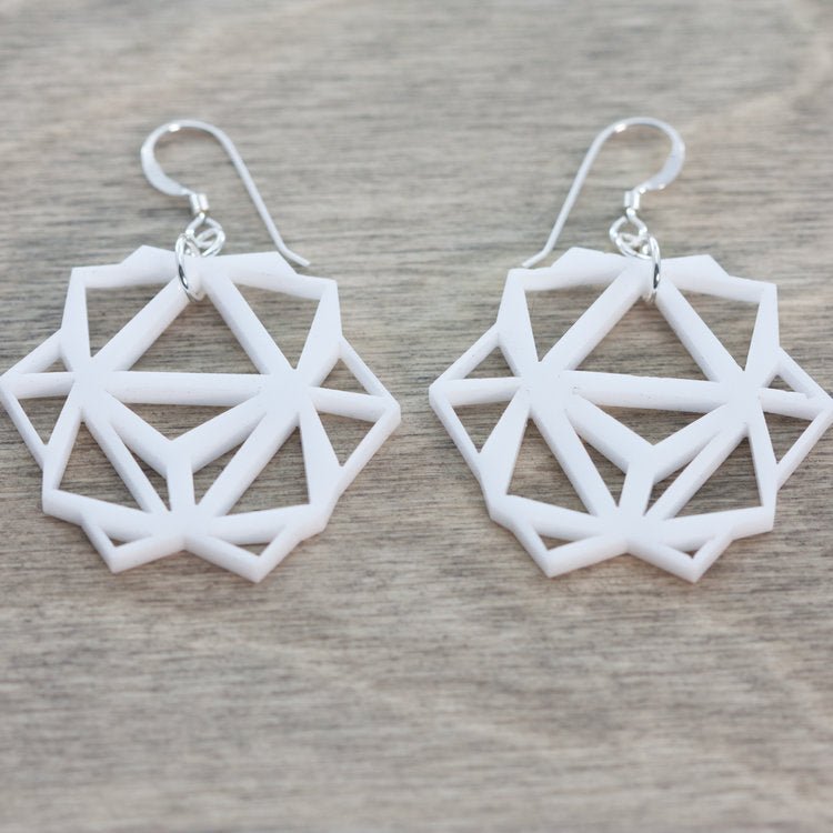 Acrylic Earrings - White Oridama - LeeMo Designs in Bend,  Oregon