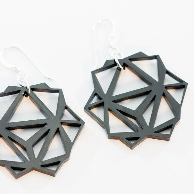 Acrylic Earrings - Black Oridama - LeeMo Designs in Bend, Oregon