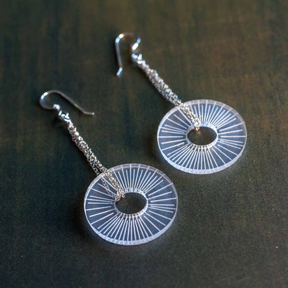 Acrylic Earrings - Frosted Acrylic Sunburst Earrings - LeeMo Designs in Bend, Oregon
