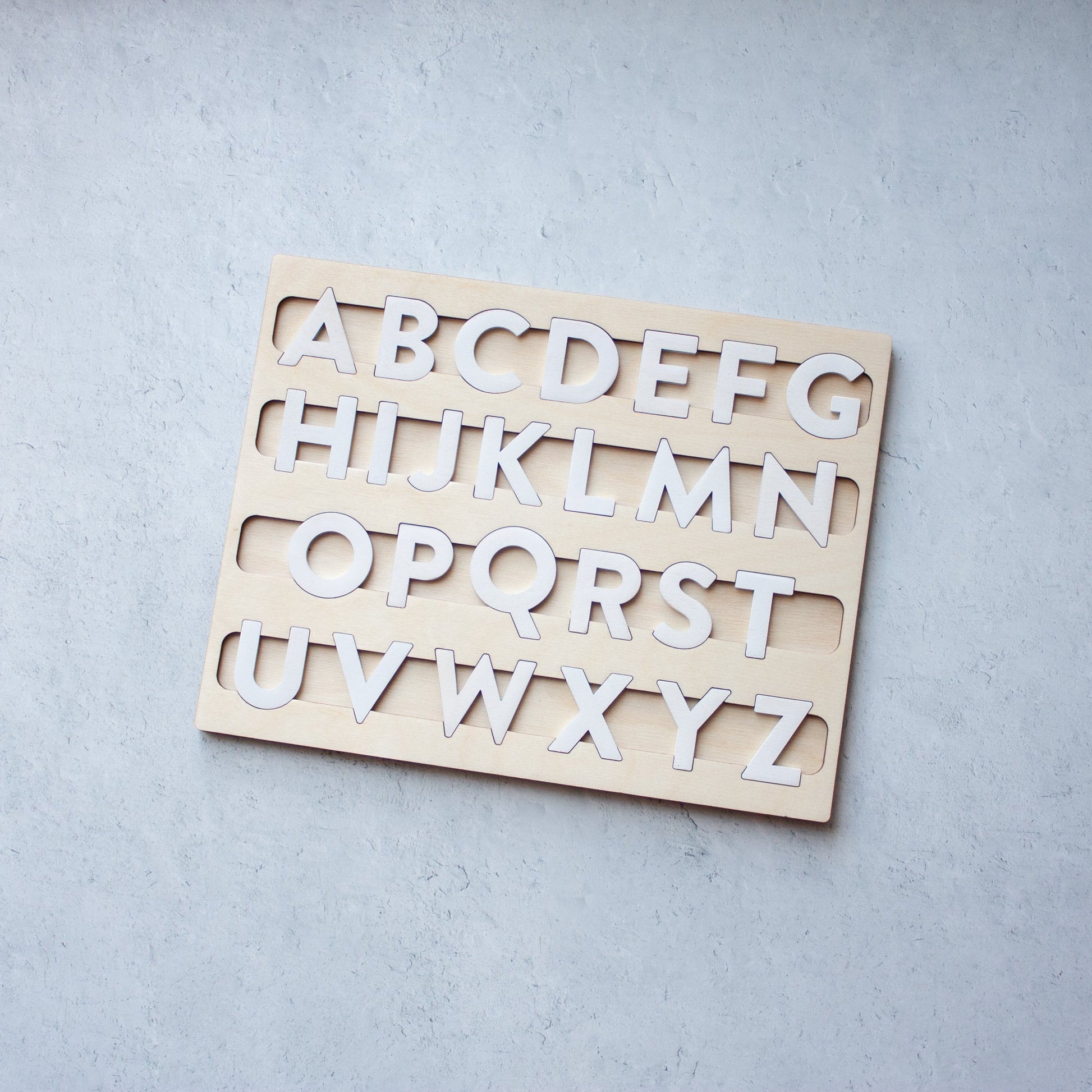 Alphabet Puzzle Learning Toy - laser cut alphabet jigsaw puzzle - by LeeMo Designs in Bend, Oregon