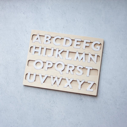 Alphabet Puzzle Learning Toy - laser cut alphabet jigsaw puzzle - by LeeMo Designs in Bend, Oregon