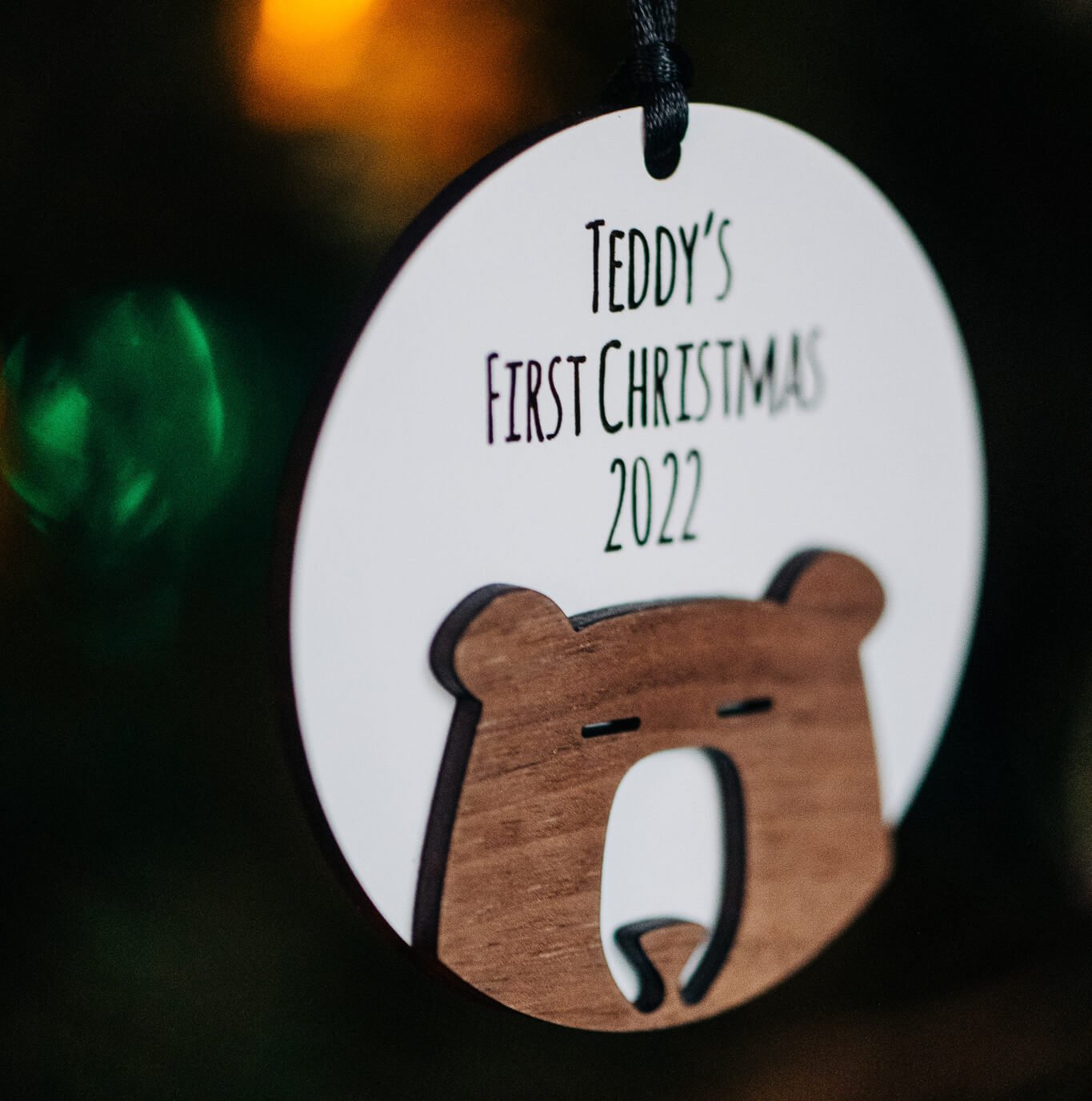 Custom Wood Ornaments: My First Christmas Bear - LeeMo Designs