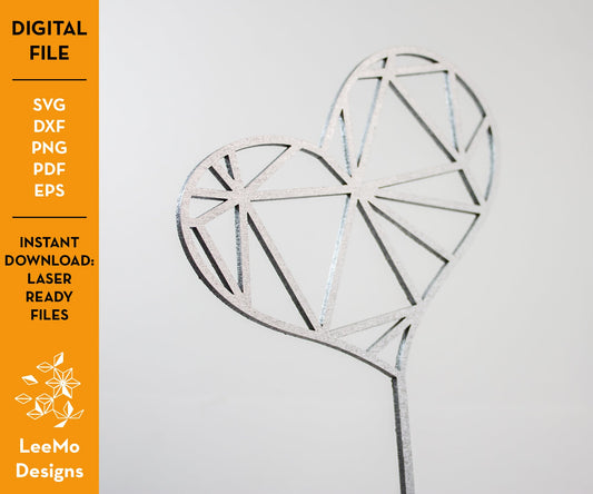 Digital Download: Geometric Heart Cake Topper - LeeMo Designs