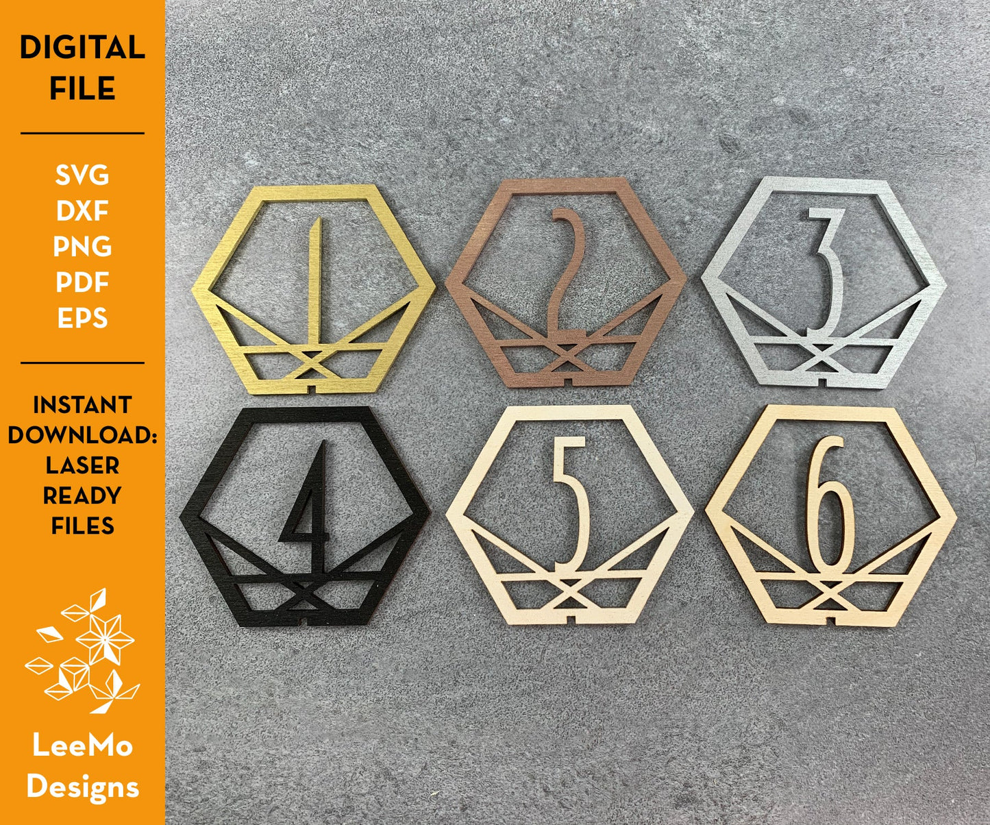 Digital Download: Hexagonal Table Numbers - LeeMo Designs