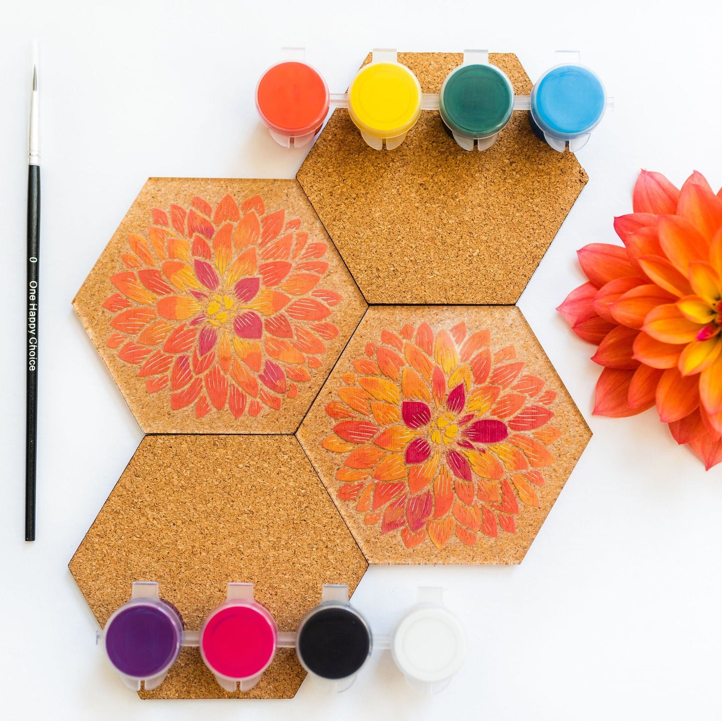 DIY Coasters - Flowers Paint Kit - by LeeMo Designs in Bend, Oregon