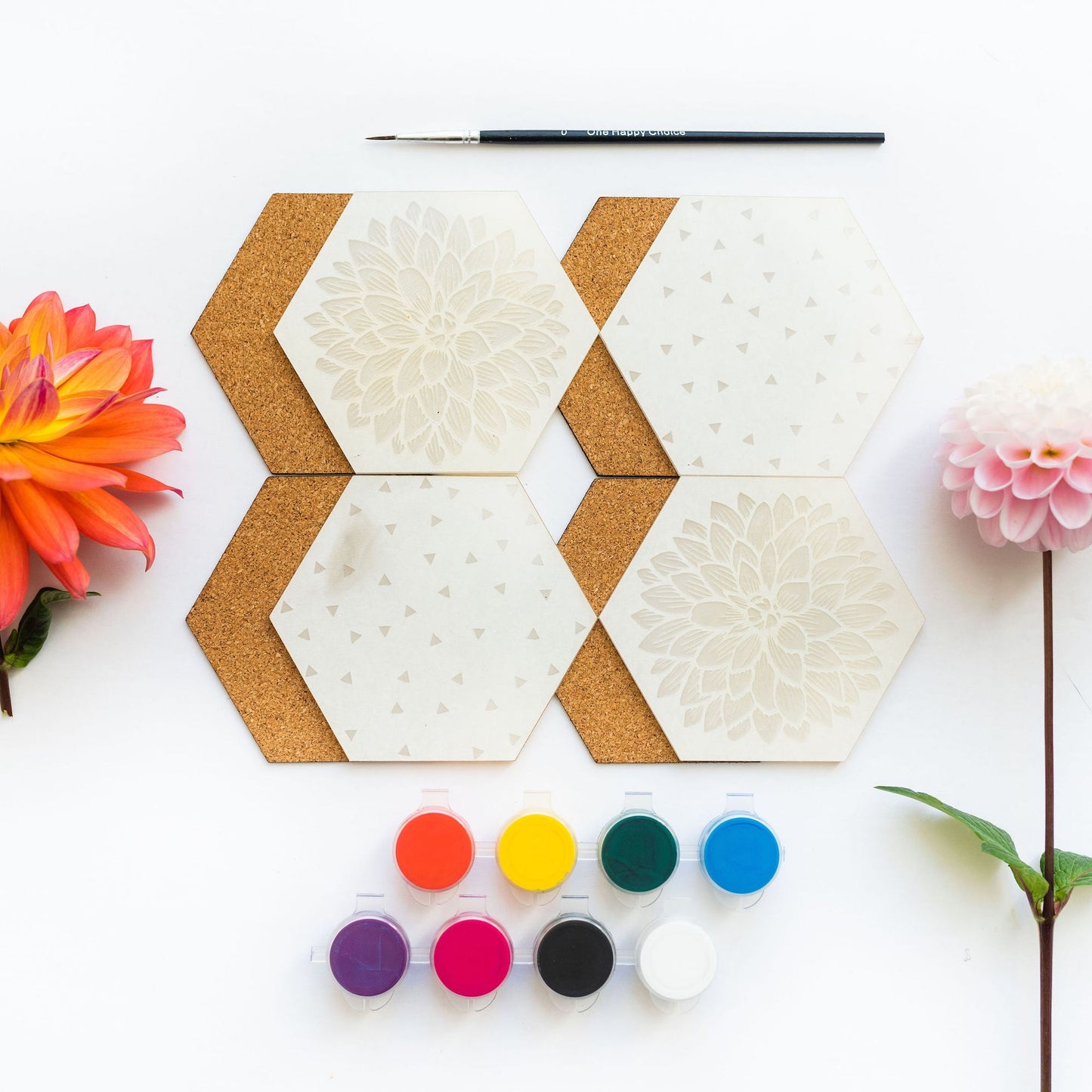 DIY Coasters - Flowers Paint Kit - by LeeMo Designs in Bend, Oregon