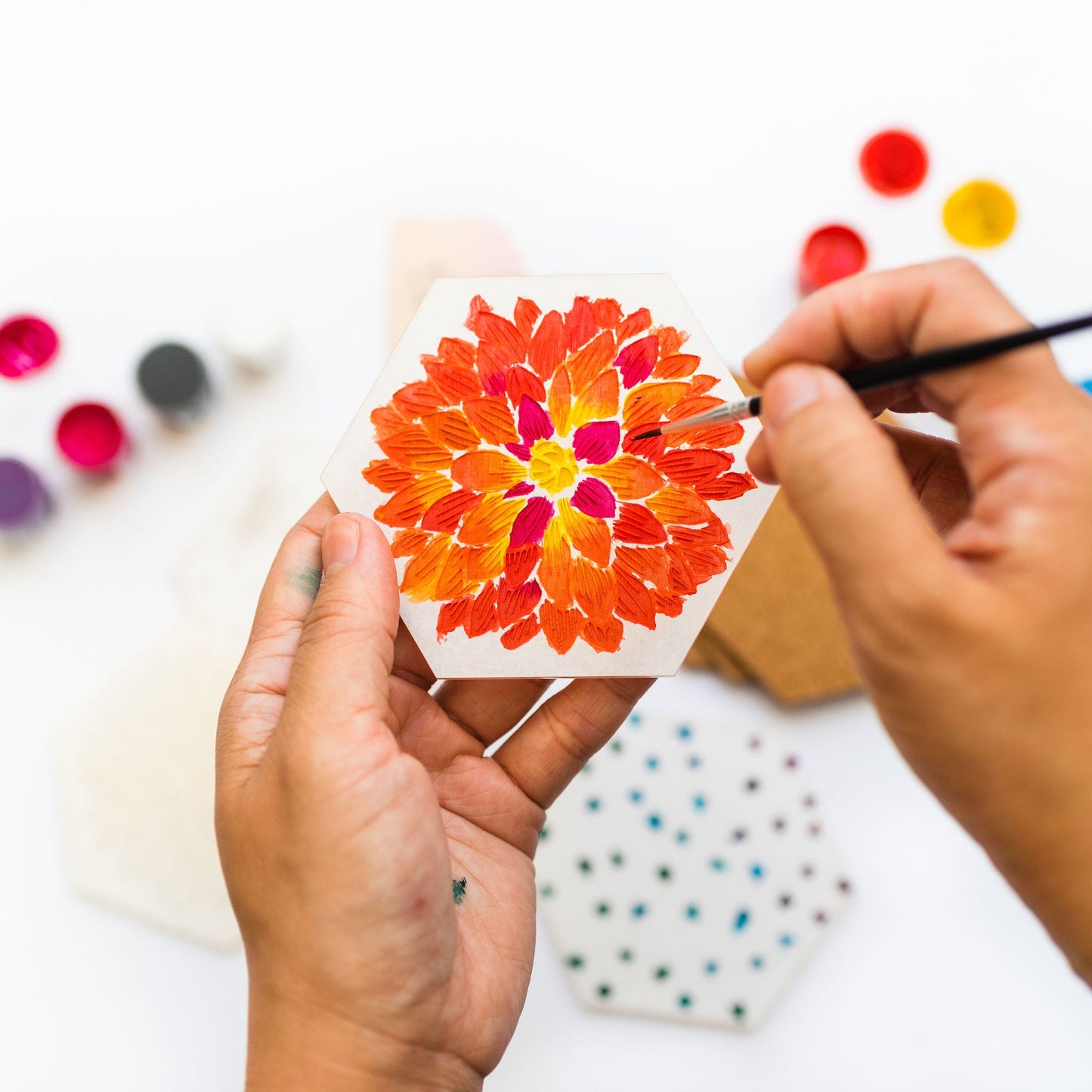 DIY Coasters - Flowers Paint Kit - by LeeMo Designs in Bend, Oregon