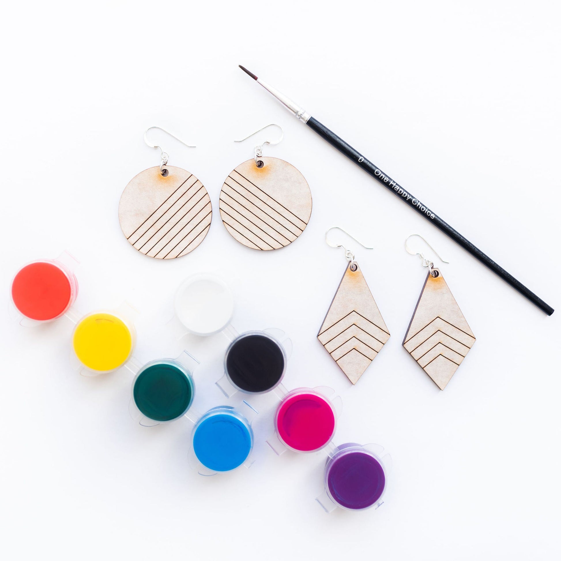 Wooden Laser Cut Earrings - Wooden DIY Paint Earrings - LeeMo Designs in Bend, Oregon