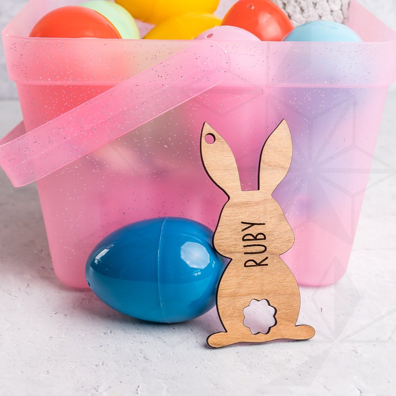 Easter Bunny Basket Tags - Tail Cut Out Design - LeeMo Designs