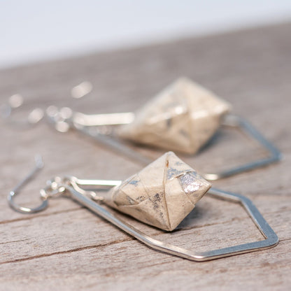 Framed Origami Diamond Paper Earrings - Custom - LeeMo Designs