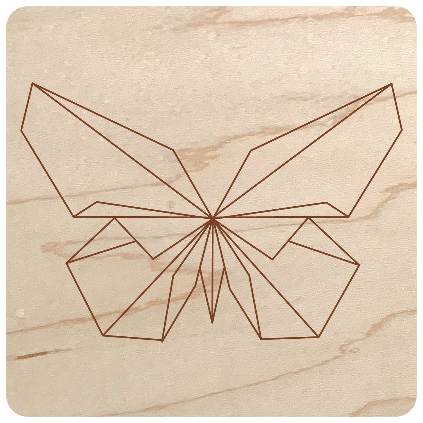 Laser Cut Wood Geometric Design for Wall - geometric butterfly design on maple wood - by LeeMo Designs in Bend, Oregon