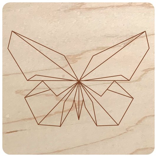Laser Cut Wood Geometric Design for Wall - geometric butterfly design on maple wood - by LeeMo Designs in Bend, Oregon