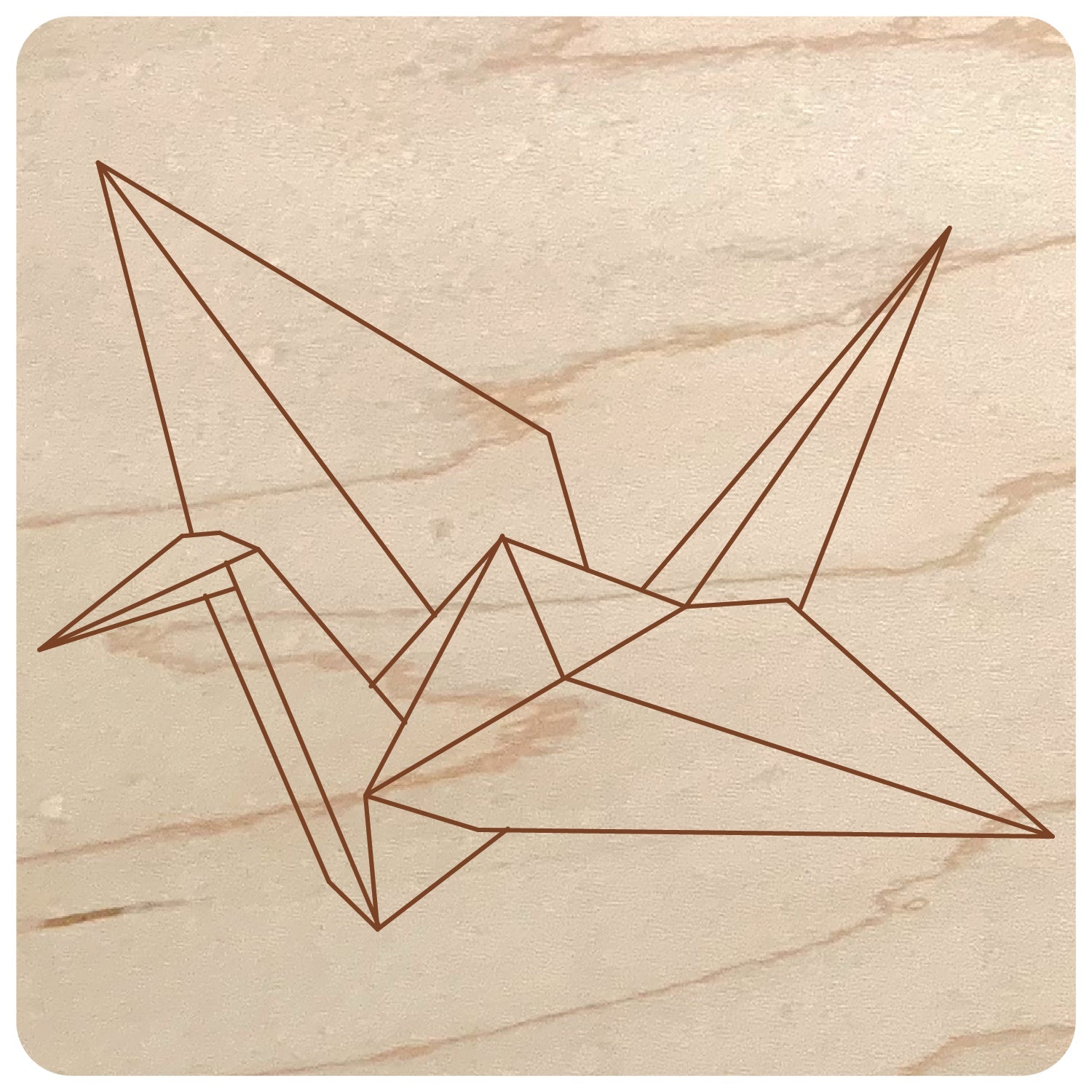 Laser Cut Wood Geometric Design for Wall - geometric crane design on maple wood - by LeeMo Designs in Bend, Oregon
