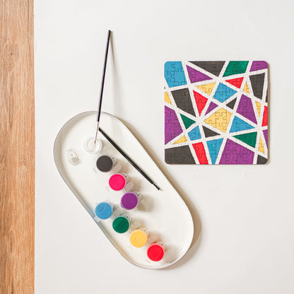 DIY Puzzles - geometric triangle design laser cut wood - by LeeMo Designs in Bend, Oregon
