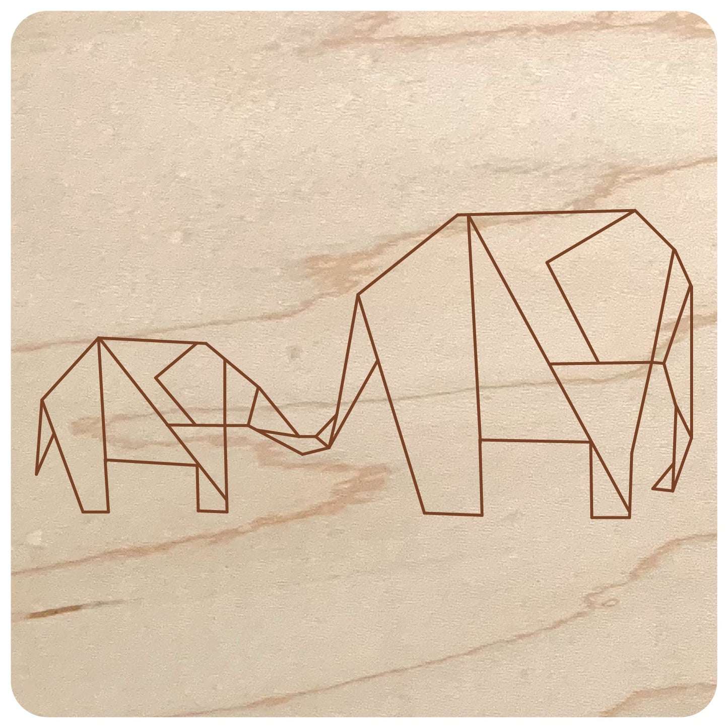 Laser Cut Wood Geometric Design for Wall - geometric elephants design on maple wood - by LeeMo Designs in Bend, Oregon