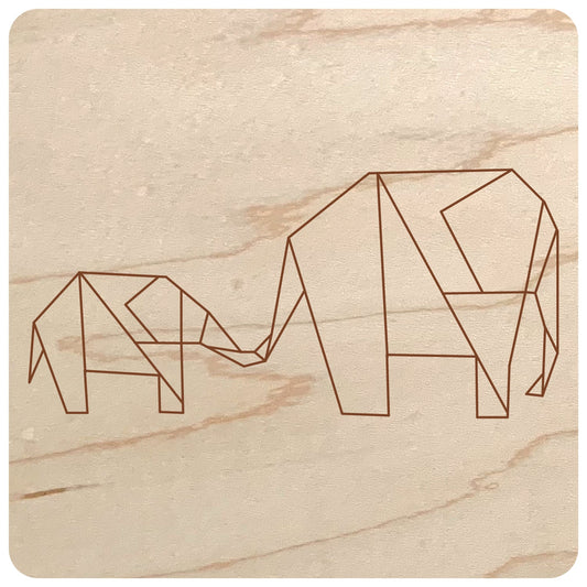Laser Cut Wood Geometric Design for Wall - geometric elephants design on maple wood - by LeeMo Designs in Bend, Oregon