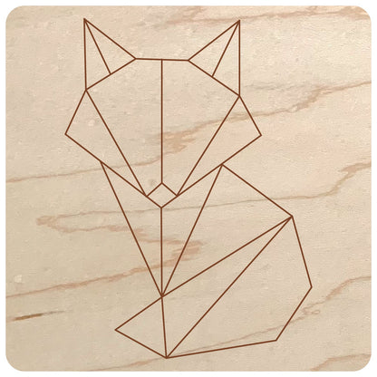 Laser Cut Wood Geometric Design for Wall - geometric fox design on maple wood - by LeeMo Designs in Bend, Oregon