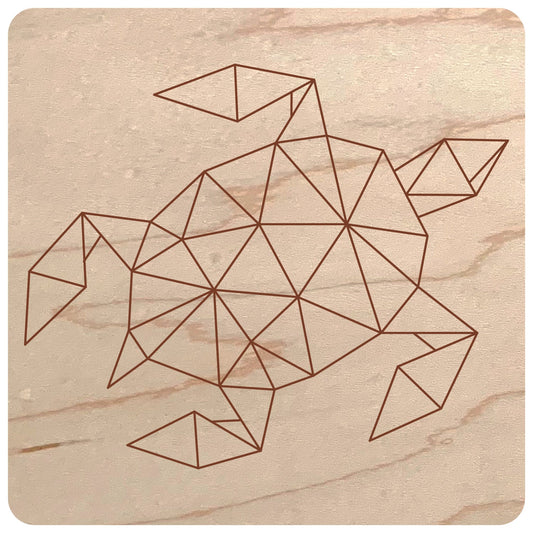 Laser Cut Wood Geometric Design for Wall - geometric turtle design on maple wood - by LeeMo Designs in Bend, Oregon