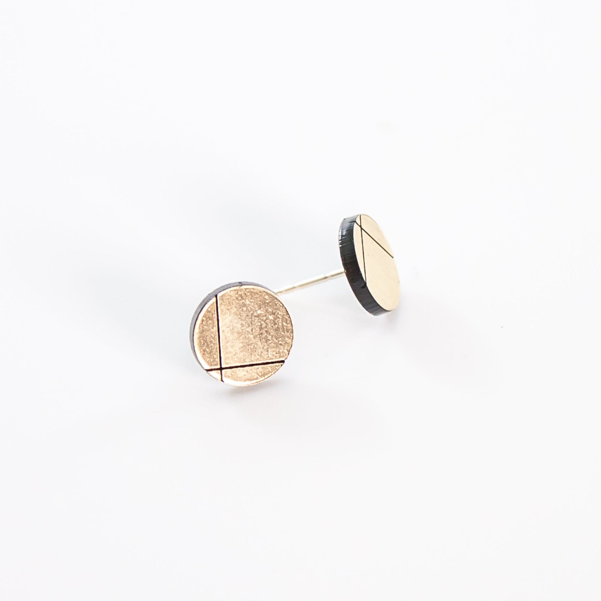 Laser Cut Geometric Earrings - Gold Acrylic GeoStud Circles - by LeeMo Designs in Bend, Oregon