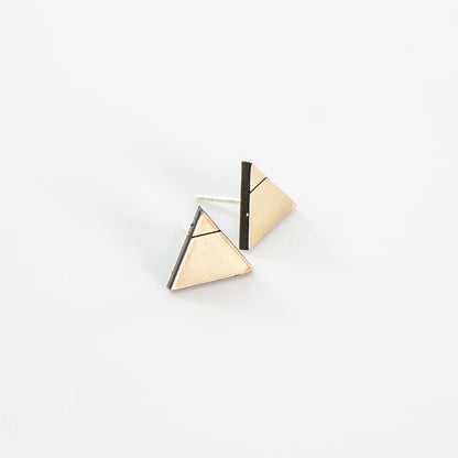 Laser Cut Geometric Earrings - Gold Acrylic GeoStud Triangles - by LeeMo Designs in Bend, Oregon