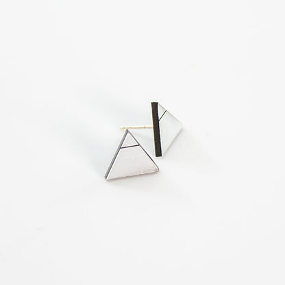 Laser Cut Geometric Earrings - Silver Acrylic GeoStud Triangles - by LeeMo Designs in Bend, Oregon