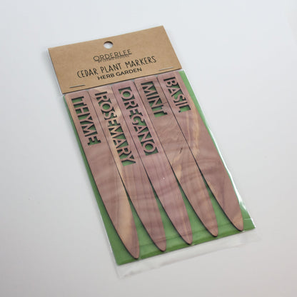 Herb Garden Marker Set - Laser Cut Cedar Wood Markers - Thyme, Rosemary, Oregano, Mint, Basil - by LeeMo Designs in Bend, OR