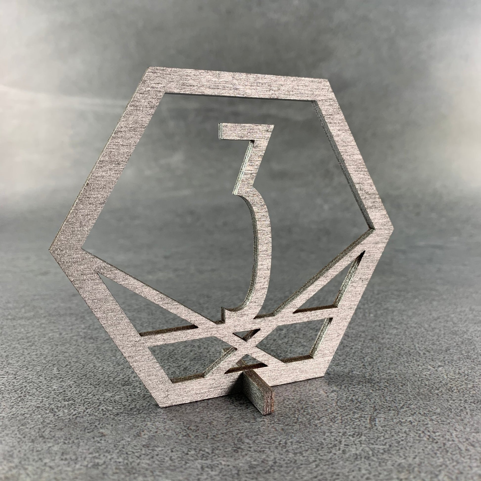 Geometric Table Numbers - silver 3 - LeeMo Designs in Bend, Oregon