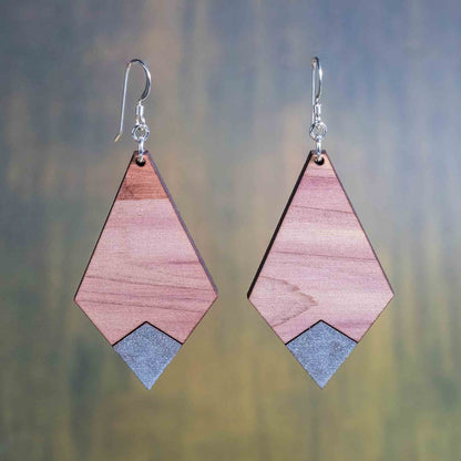 Cedar Wood Kite Earrings - wooden laser cut earrings - cedar wood with sterling silver findings - by LeeMo Designs in Bend, Oregon