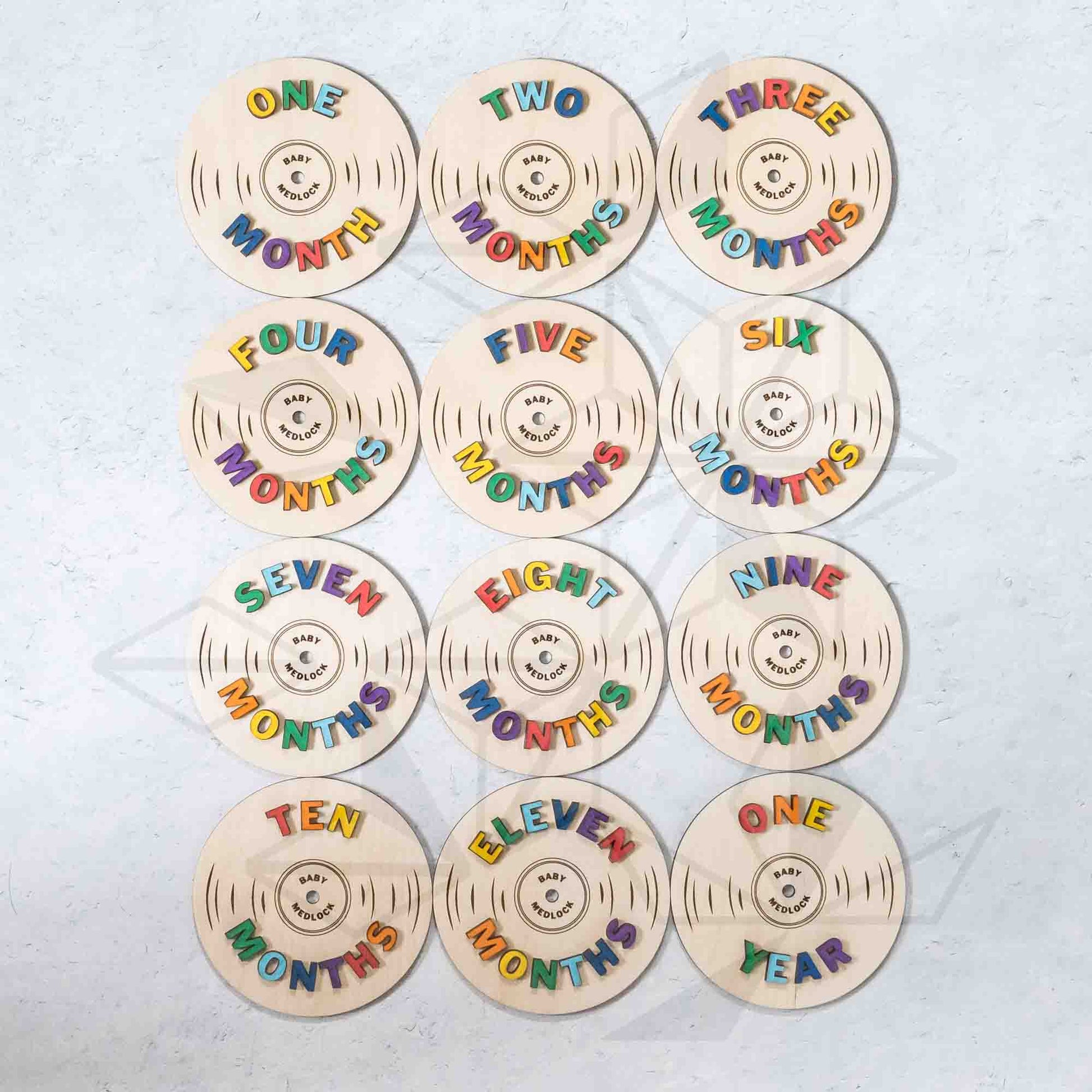 Monthly Milestone Markers - Rainbow Vinyl Records - LeeMo Designs