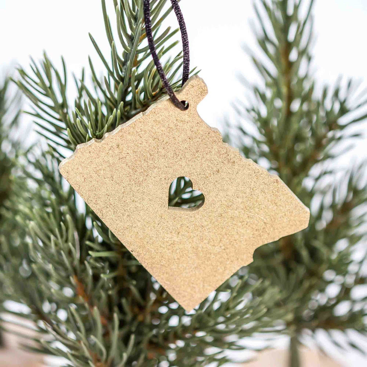 State Christmas Ornaments: Oregon Love in Metallic Gold by LeeMo Designs in Bend, Oregon