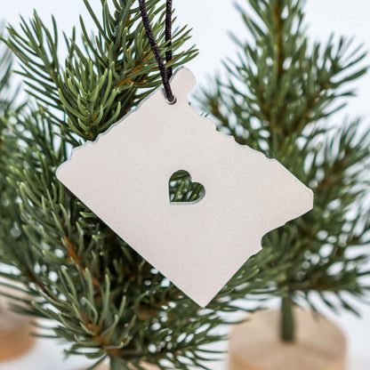 State Christmas Ornaments: Oregon Love in Sparkle White by LeeMo Designs in Bend, Oregon
