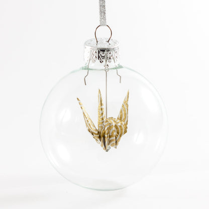Origami Crane Glass Ornament - LeeMo Designs