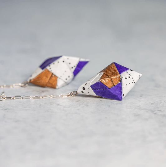 Origami Diamond Paper Earrings - Circle Dot - LeeMo Designs