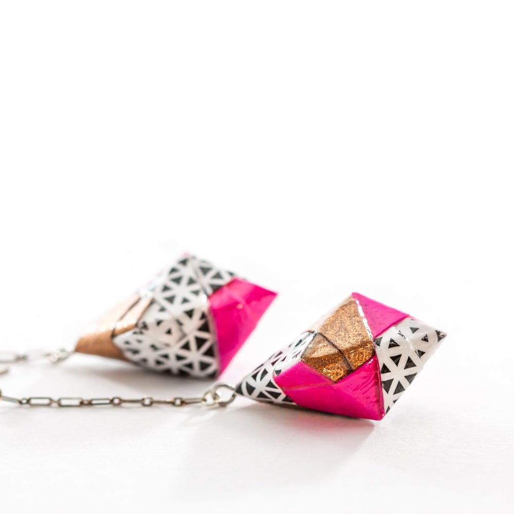 Origami Diamond Paper Earrings - Triangle Fade - LeeMo Designs