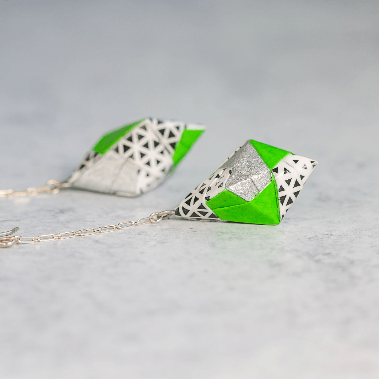 Origami Diamond Paper Earrings - Triangle Fade - LeeMo Designs