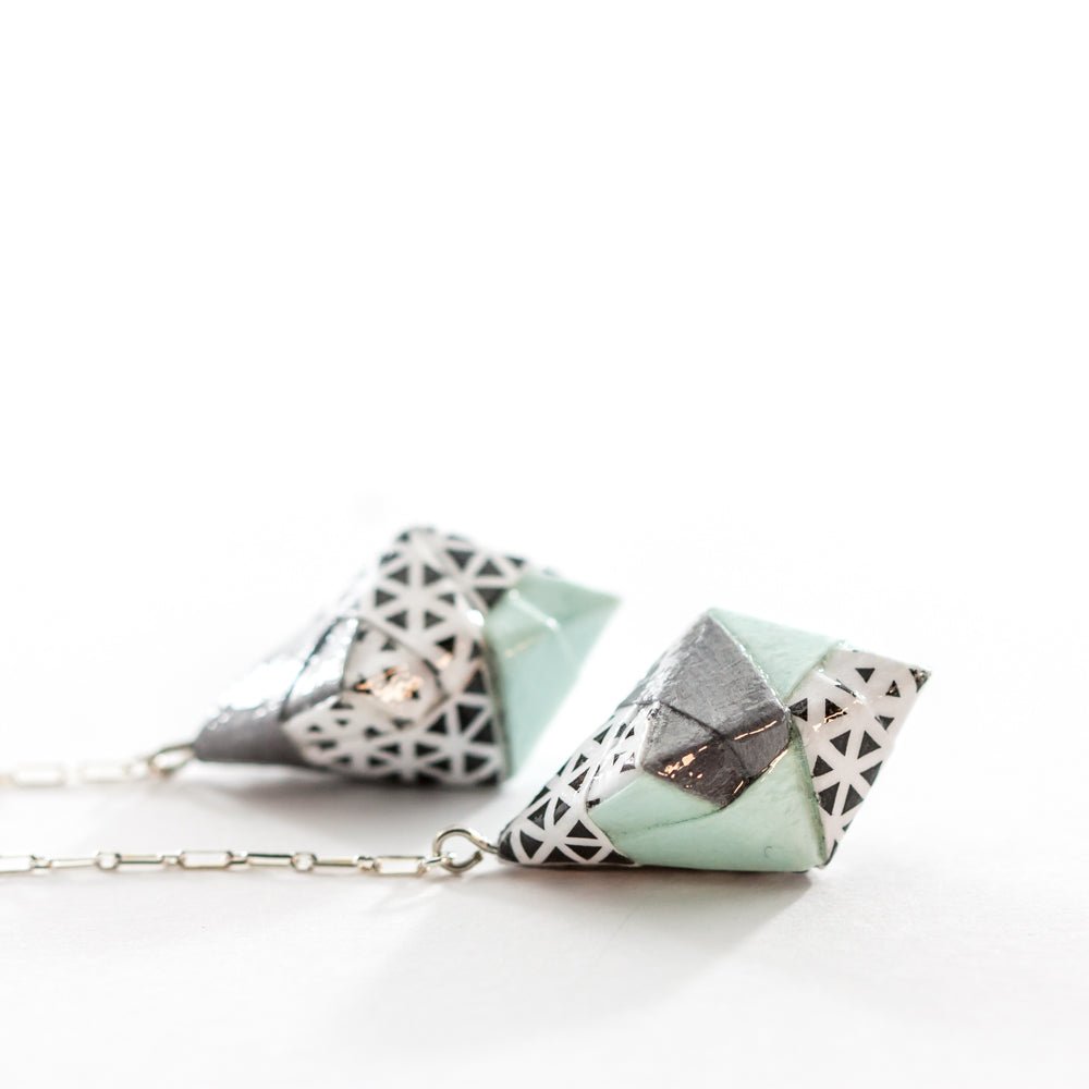 Origami Diamond Paper Earrings - Triangle Fade - LeeMo Designs