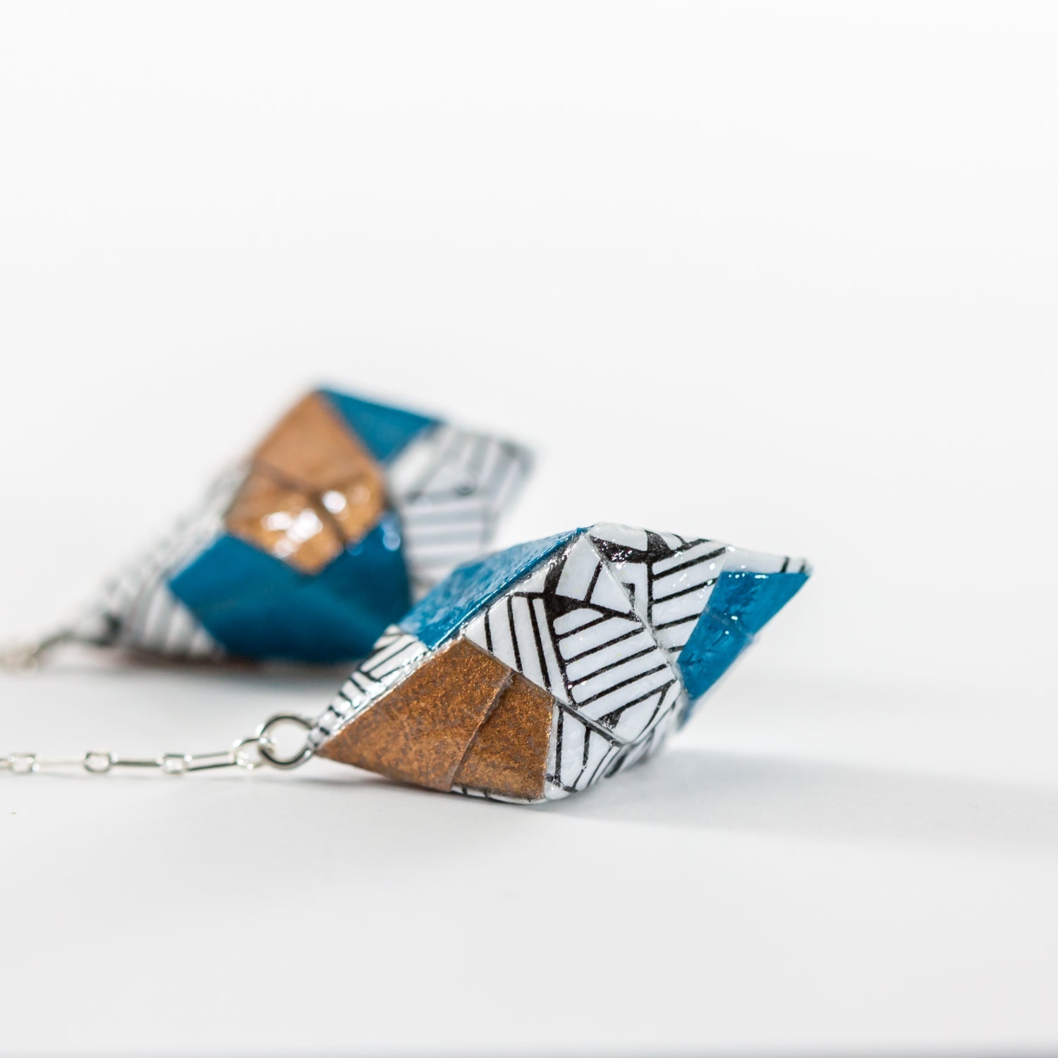Origami Diamond Paper Earrings - Tribal - LeeMo Designs