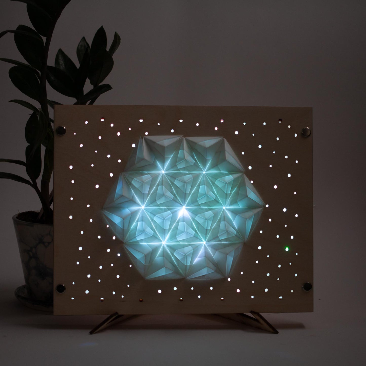 Origami & Wood LED Light Paper Wall Art by LeeMo Designs in Bend, Oregon