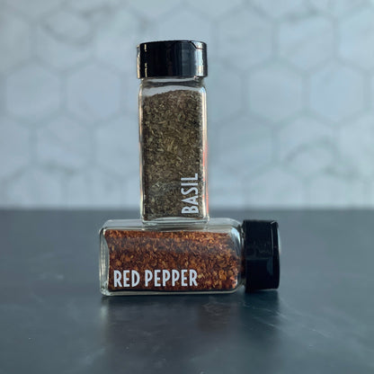 Spice Jar Labels - modern font in white vinyl - Red Pepper, Basil by LeeMo Designs in Bend, Oregon