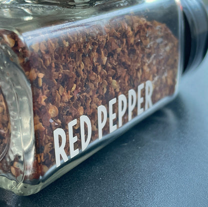 Spice Jar Labels - modern font in white vinyl - Red Pepper by LeeMo Designs in Bend, Oregon