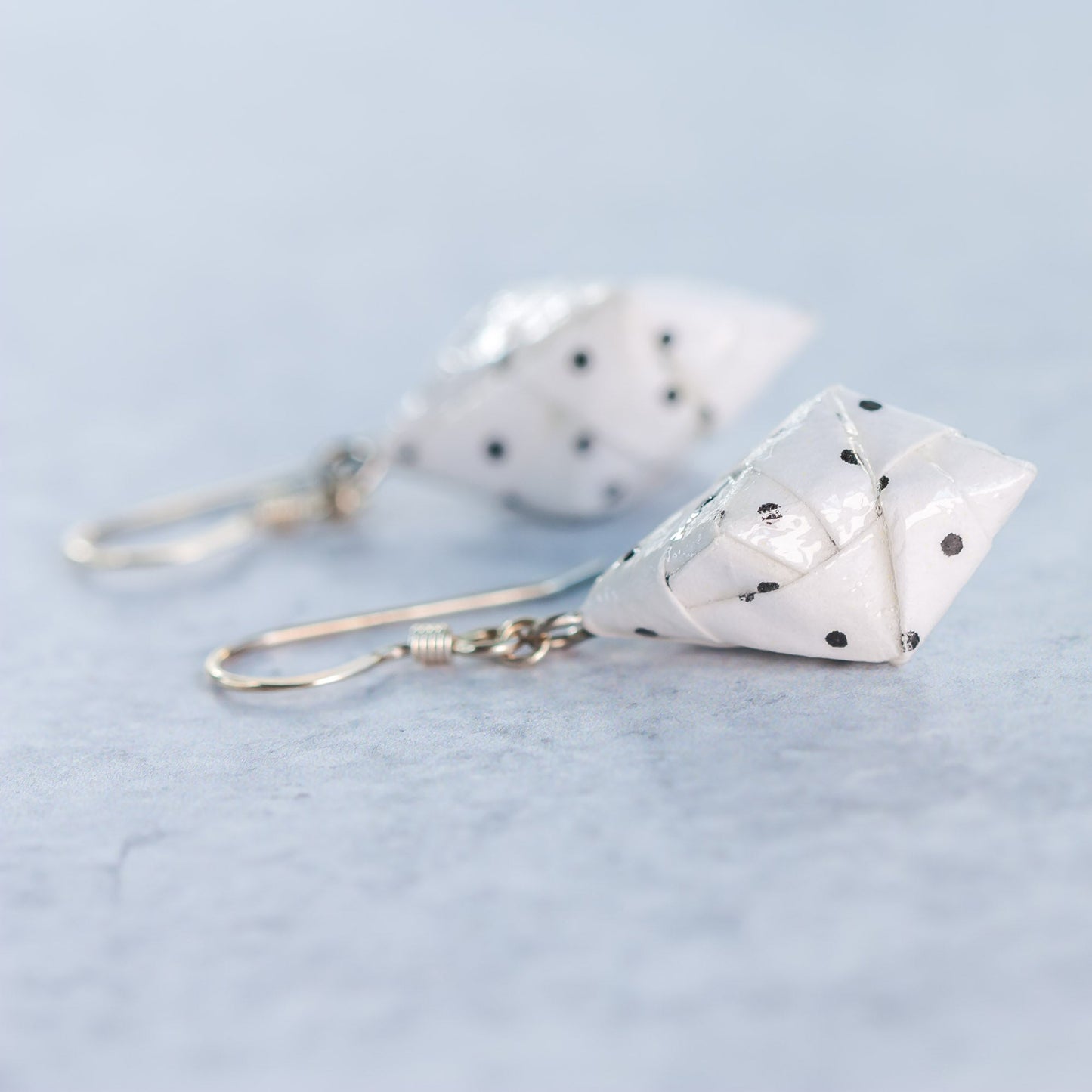 Origami Diamond Paper Earrings - Polka Dot - By LeeMo Designs in Bend, Oregon