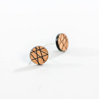 Laser Cut Geometric Earrings - Copper Acrylic Sen Circle - by LeeMo Designs in Bend, Oregon