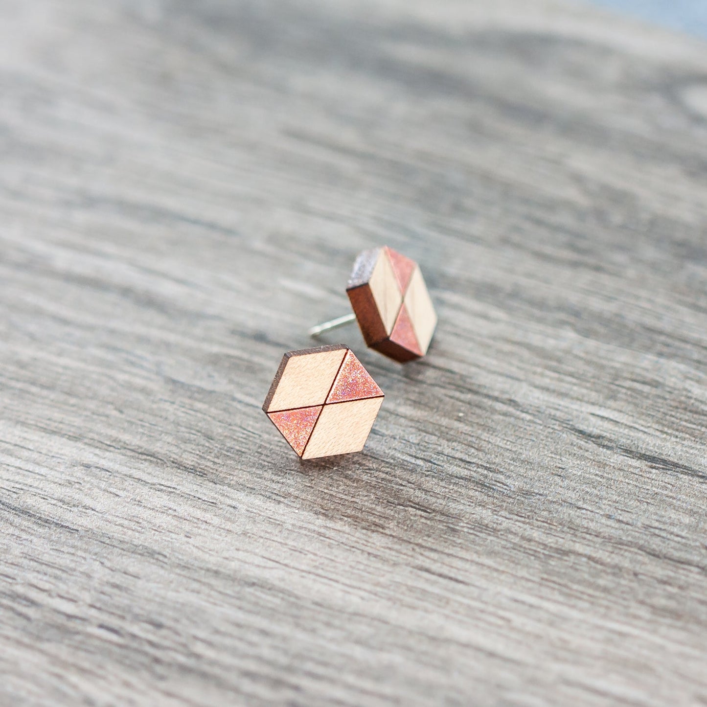 Stud Earrings - GeoStud Hexagon - LeeMo Designs