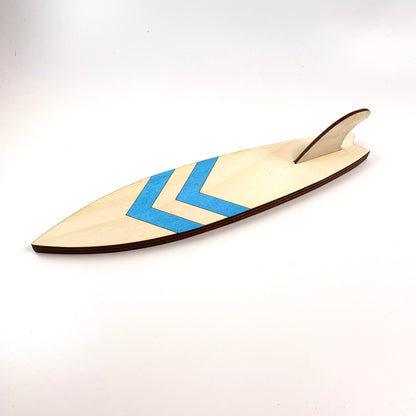 Surfboard Hooks - laser cut and laser engraved birch wood - light blue chevron - by LeeMo Designs in Bend, Oregon