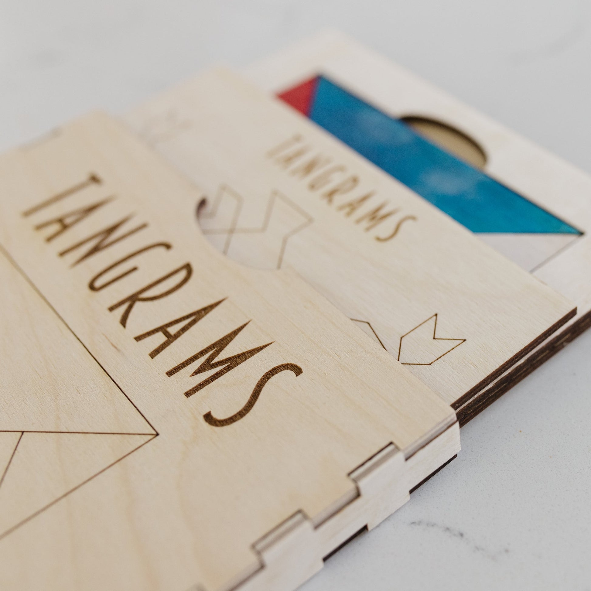 Tangrams Puzzles - laser cut and engraved wood - by LeeMo Designs in Bend, Oregon