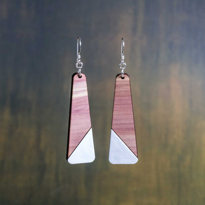 Cedar Wood Trapezoid Earrings - wooden laser cut earrings - cedar wood with sterling silver findings - by LeeMo Designs in Bend, Oregon