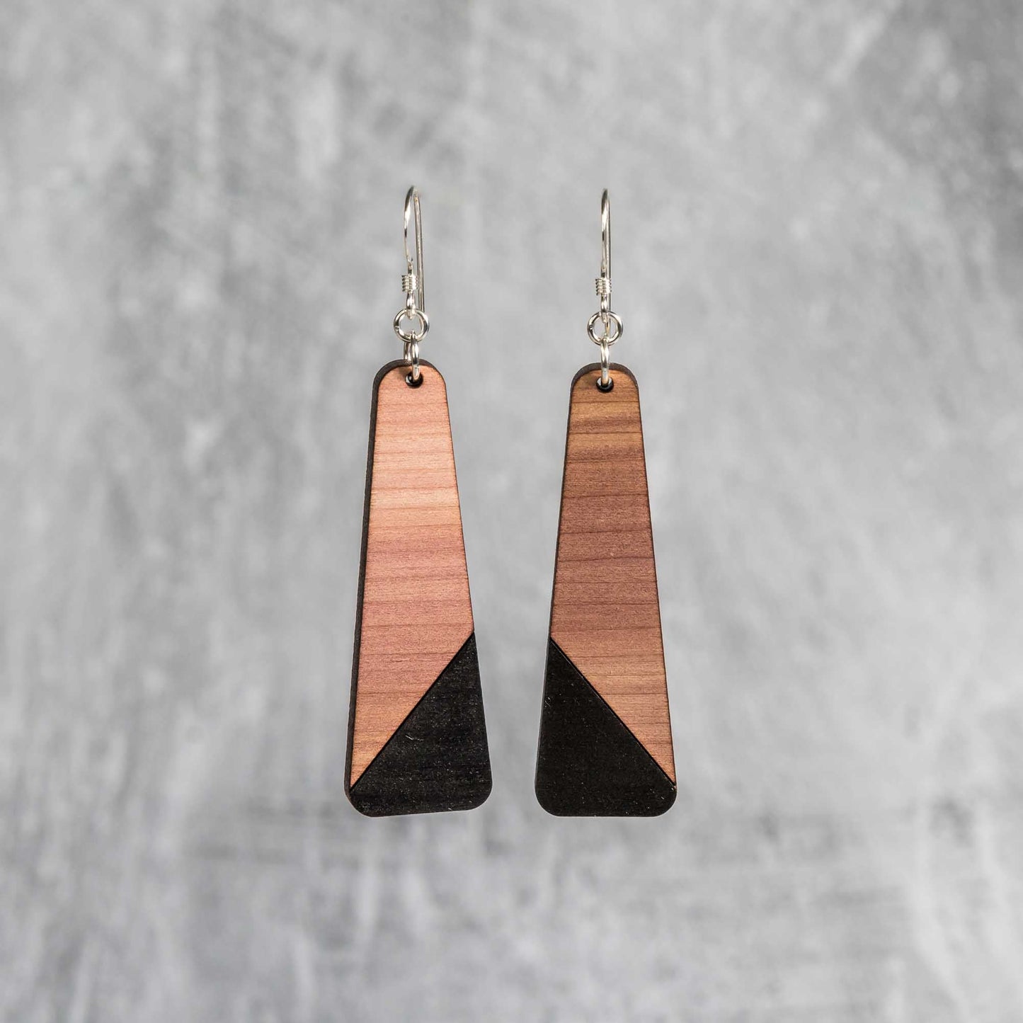 Cedar Wood Trapezoid Earrings - wooden laser cut earrings - cedar wood with sterling silver findings - by LeeMo Designs in Bend, Oregon