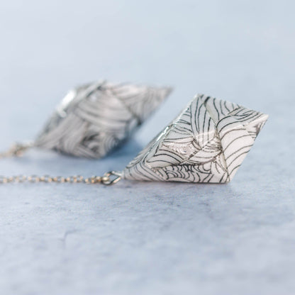 Origami Diamond Paper Earrings - Waves - By LeeMo Designs in Bend, Oregon