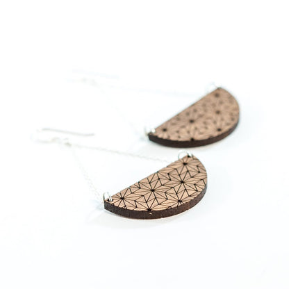 Wood Chandelier Earrings - wooden laser cut earrings - walnut wood with sterling silver findings - by LeeMo Designs in Bend, Oregon